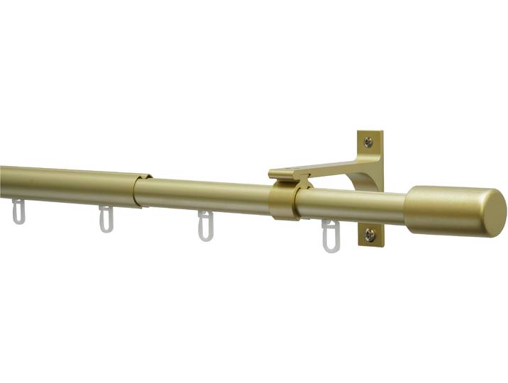 Gardinenstange GARDINIA Gardinenstangen Set Thasos , gold (gold, matt), Ø:19mm, Aluminium, Gardinenstangen, Gardinenstange, mit Bohren, Schrauben, Wandmontage, Aluminium