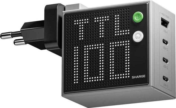 SHARGE Pixel 100 GaN-Ladegerät, 100W, 3x USB-C, 1x USB-A - grau