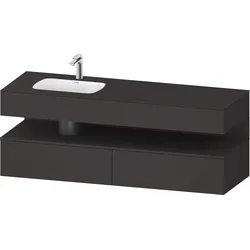 Duravit Collection One Einbauwaschtisch mit Konsolenwaschtischunterbau, 1600x550x600mm, Nische Graphit Supermatt, Becken links, QA4795080800000, Farbe: graphit supermatt