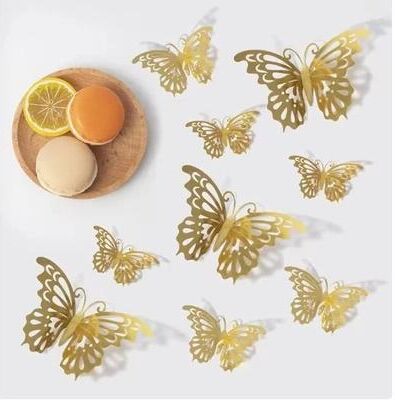 Uplift Essentials 48 Piece 3D Metallic Butterfly Wall Decor Set style 2