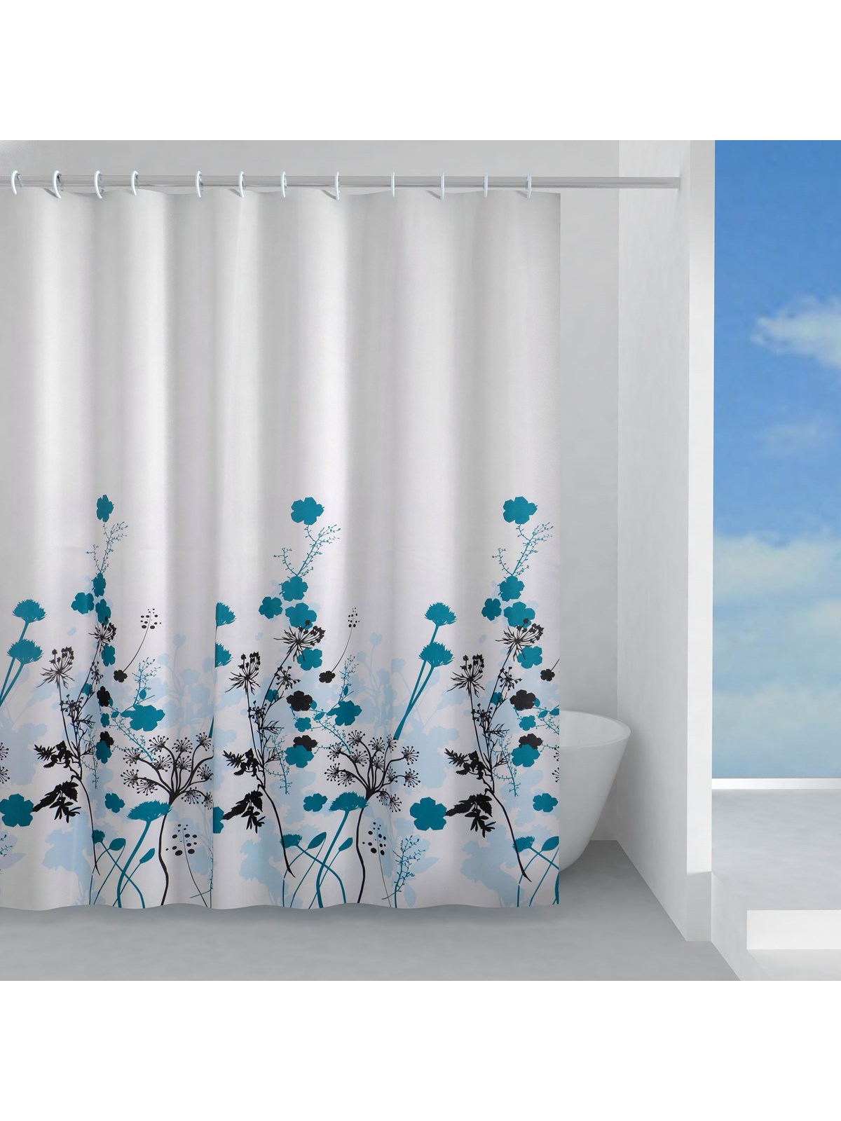 Gedy Duschvorhang blaue Blume 180x200 cm
