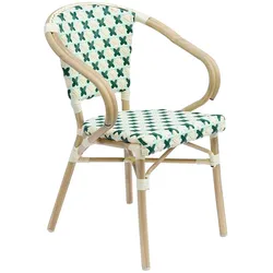 Oviala Business Terrassenstuhl aus Aluminium und grünem Rattan