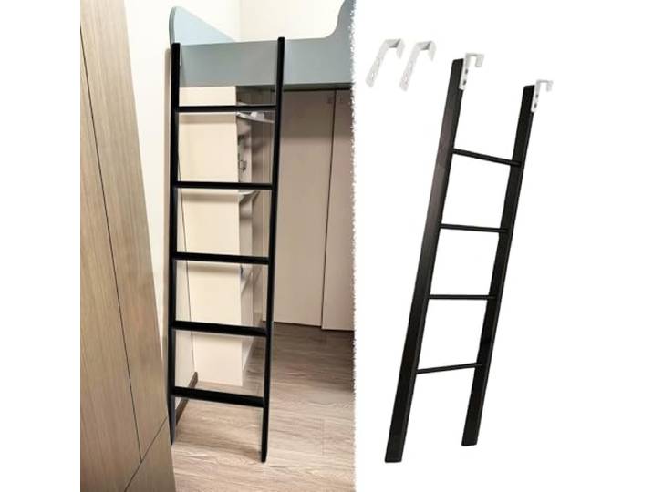 Hochbett Leiter Schwarze, Austauschbare Leiter für Doppelstockbetten, Wohnmobil-Etagenbettleitern mit Haken, Aufstiegsleiter für Oberes Bett, 120 135 140 145 150 160 165 170 180 Cm Kurze Leiter(140cm/
