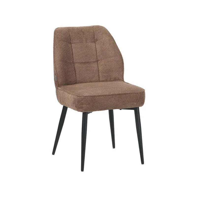Label51 Eetkamerstoel Liam - Taupe - Geweven - Zwart Metalen Frame
