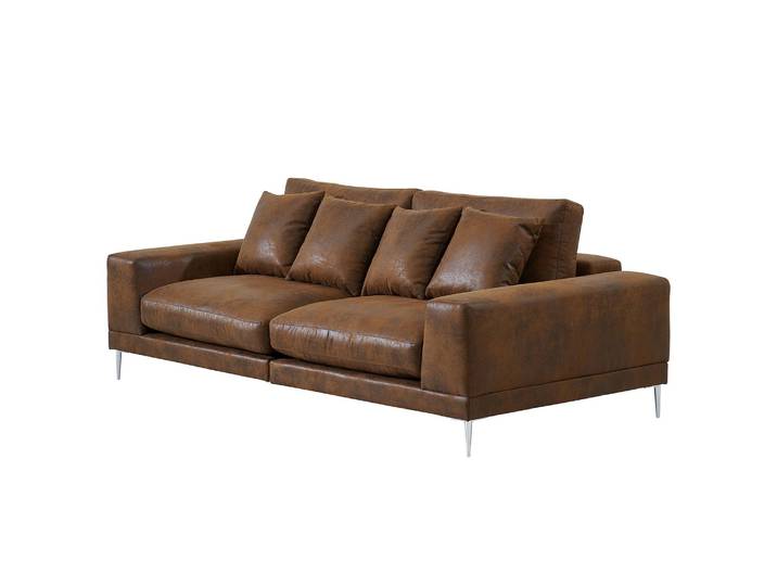 Canapé 3 places Kelson Marron/Marron chocolat Microfibre Goda 243 x 92 x 103cm Moderne