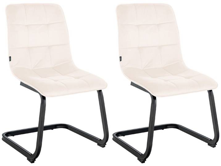 furnicato Esszimmerstuhl 2er Set Vermont 87x47x58 cm creme Samt Metall (2 St)