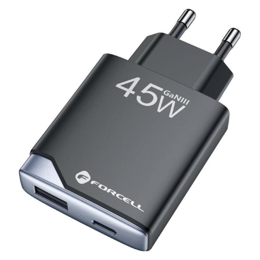 Forcell Ładowarka F-Energy Ultra Slim GaN III B245202 sieciowa 1x USB-A 1x USB-C 3 A 45 W Czarny (45 W, 2 Ports) (62261775)