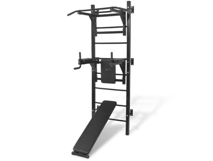 vidaXL Multifunktionaler Fitness-Kraftturm zur Wandmontage Schwarz