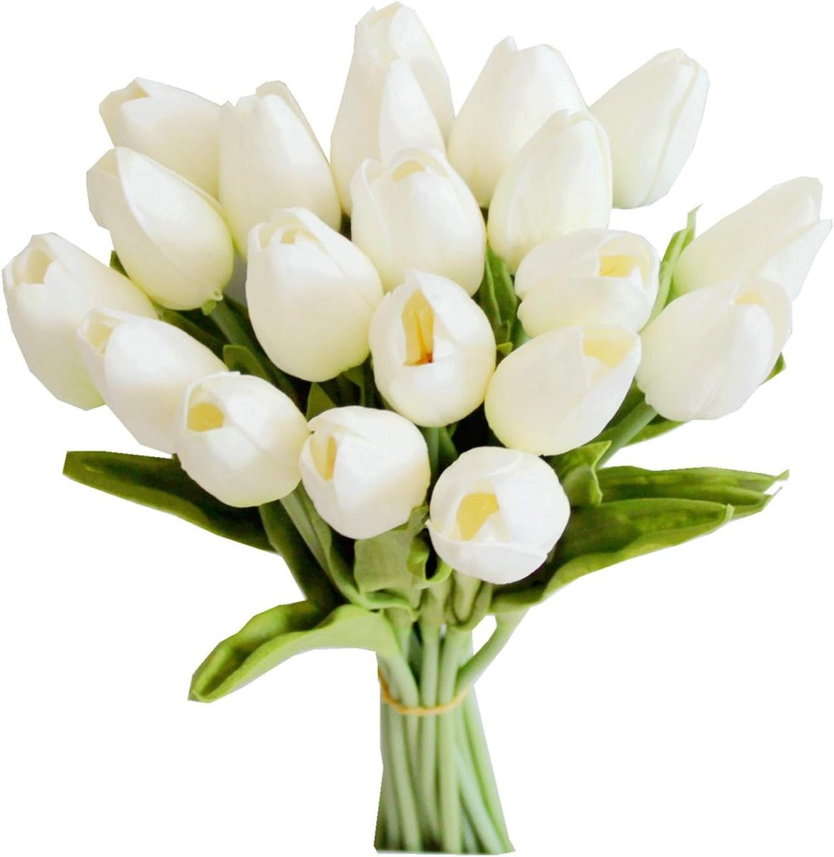 20 stuks Luxe Real Touch Tulpen - Dubbele Franse Tulpen - Kunstbloemen - Wit