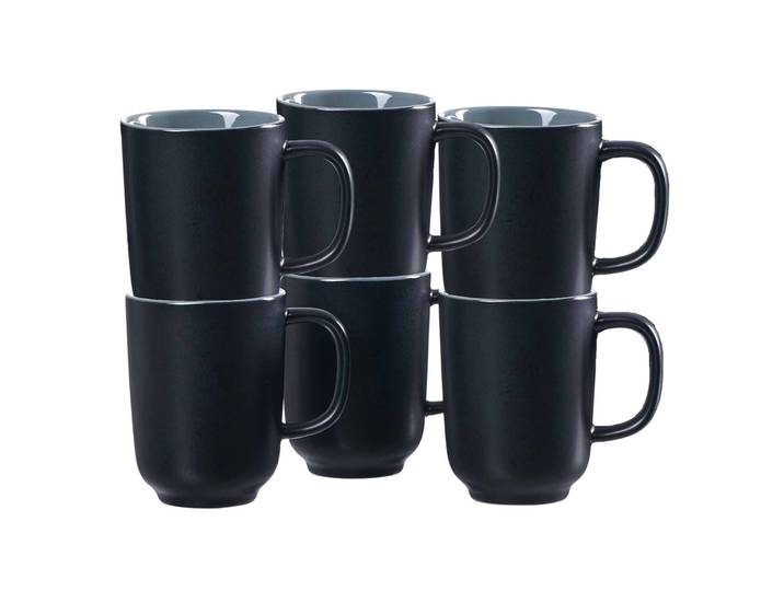 Becher RITZENHOFF & BREKER Kaffeebecher Jasper 285 ml 6er Set , schwarz, Keramik, Trinkgefäße, Becher