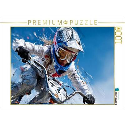 CALVENDO Puzzle BMX-Fahrerin in Aktion. Kraftvolles Sportmotiv im künstlerischen Stil | 1000 Teile Lege-Größe 64x48cm Foto-Puzzle für glückliche Stund
