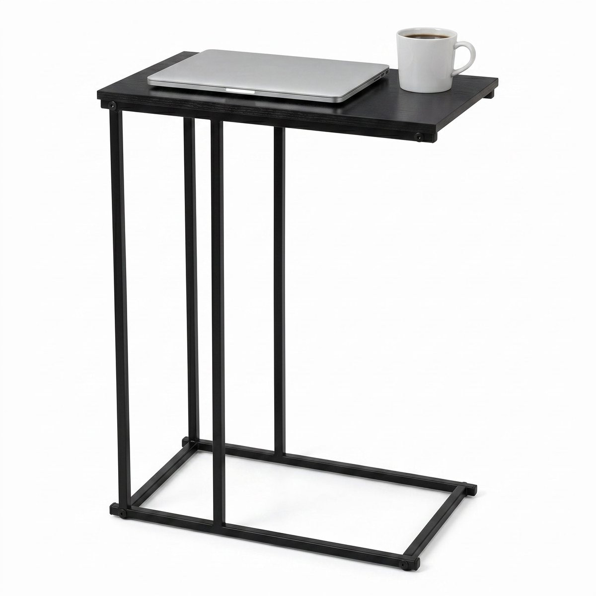 Cheqo Bijzettafel Zwart met Metalen Frame en MDF Tafelblad - Industrieel Design