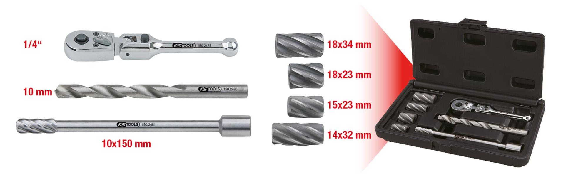 KS Tools ABS-Sensoren-Reibahlen-Satz, 7-tlg.