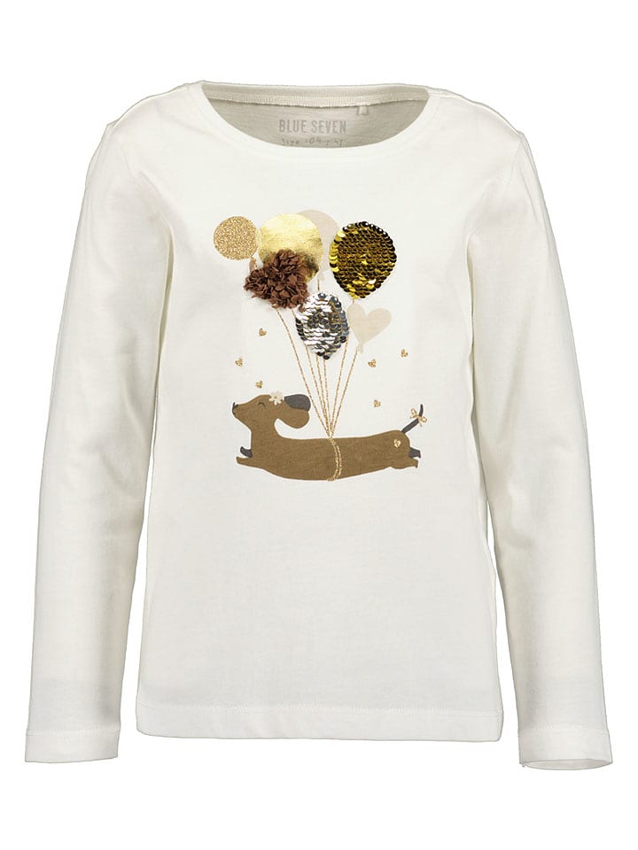 Blue Seven Longsleeve in Weiß - 104