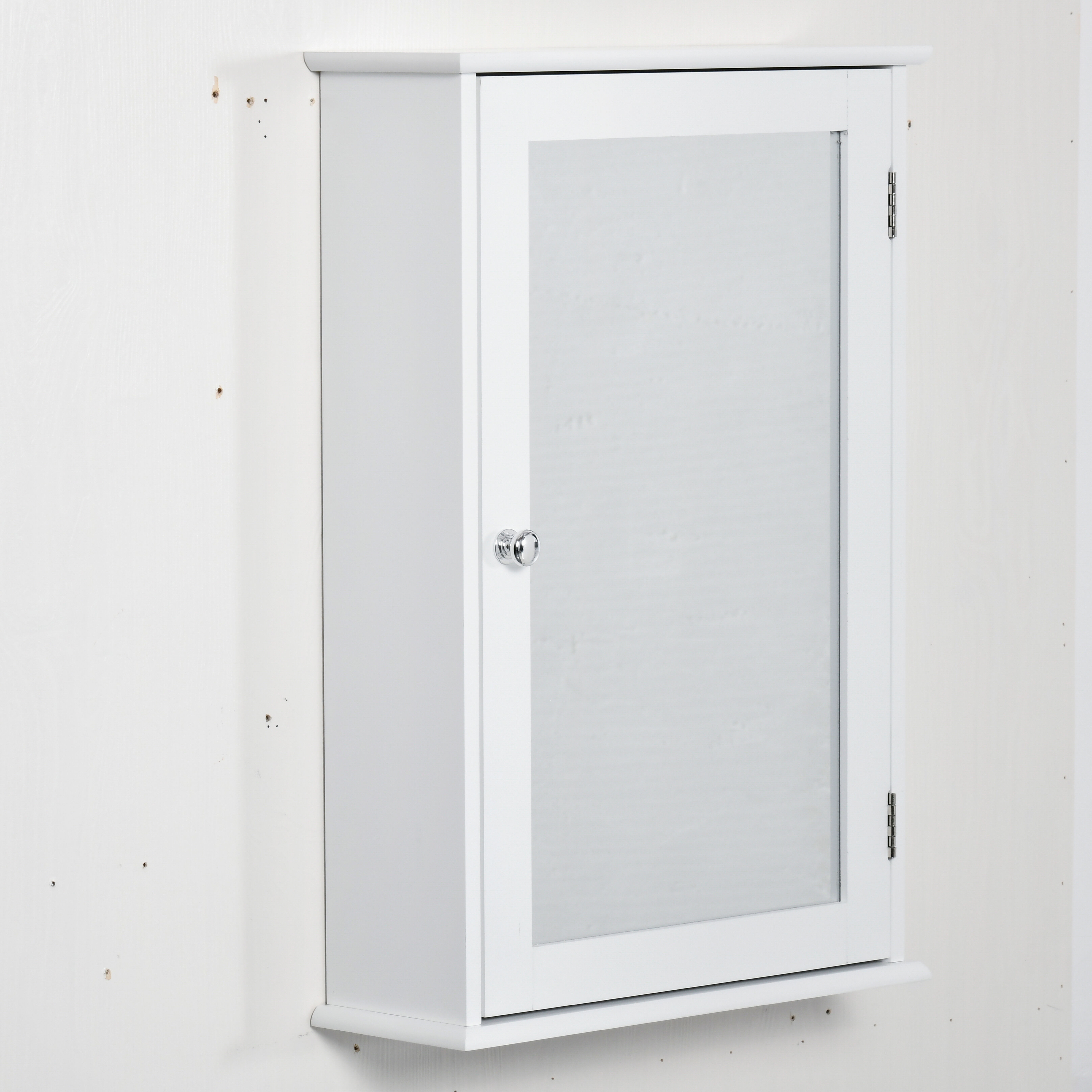 Kleankin Specchio Bagno Contenitore con Anta Magnetica, Mobile Bagno con Specchio, Ripiano Regolabile, Bianco   Aosom Italy