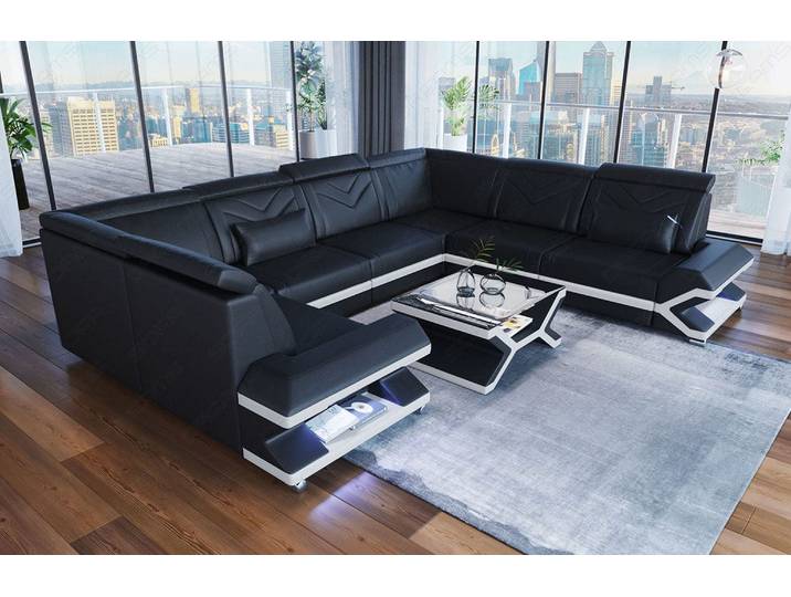 Designsofa Sorrento U-Form aus Leder