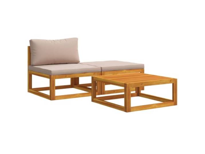 vidaXL Ecksofa mit Kissen 100% Polyester Solid-Acacia Natur Das geölte Finish schützt vor Feuchtigkeit, Widersteht Schäden durch Regen und Sonne für den Einsatz im Freien, Das Gewebe