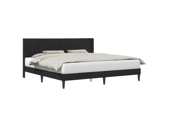 HMDNGOUT Bettrahmen mit Kopfteil Samt Schwarz 200x200 cm, Doppelbett mit Samt-Kopfteil, modernes Bettgestell mit Lattenrost und Sperrholz
