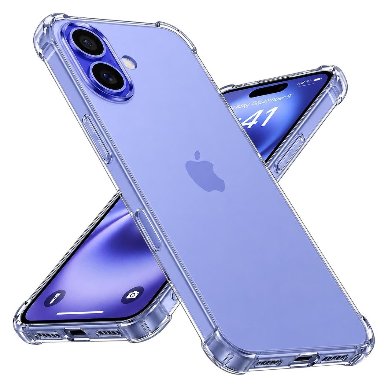 Techsuit - Shockproof Clear Silicone (Big Lens Hole) - iPhone 16 - Clear (Apple iPhone 16) (56354640)