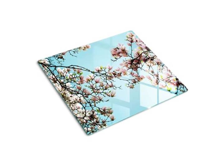 Glasschneidebrett 60x52 cm Gehärtetes Glas Hitzebeständig Lebensmittelecht Antibakteriell für die Küche Dekorativ Rutschfest Silikonfüße Plastikfrei Dünn Glasplatte - Magnolienblüten