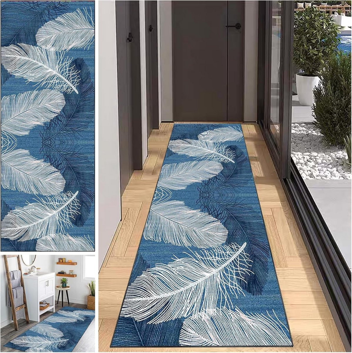 Wasbaar en antislip vloerkleed loper voor hal, keuken of badkamer, 50 x 70 cm