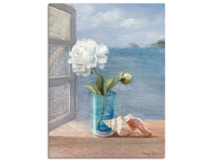 Leinwandbild ARTLAND Küsten Blumen I , blau (farbe bild(er): blau), B:60cm H:80cm, Bilder, Leinwandbild, auf Holzrahmen gespannt
