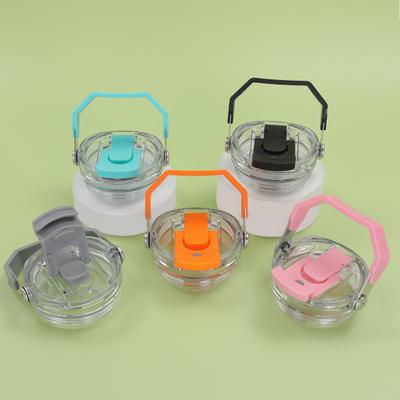 Multicon Wholesale Hub Leak Proof Car Cup, Portable Handle, Double Drinking Cap, Transparent With Straw, High Appearance Level pink