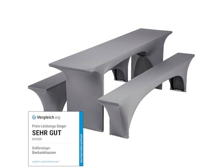 Gräfenstayn® Leopold Stretch - biertafelhoezenset 3-delig voor biertentgarnituur - 50cm of 70cm tafelbreedte - met Öko-Tex zegel Standard 100: Getest vertrouwen (antraciet, 50x220)