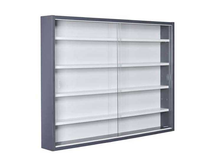 Inter Link Vitrine Collection pour Figurines vitrine Murale Grise 80x60cm Idéale pour les collectionneurs vitrine murale en MDF et verre pour mettre les figurines à l'abri de la poussière