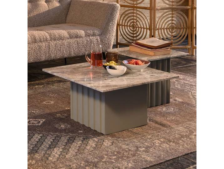 Dutchbone Salontafel Clayton Marmer, 60 x 60cm - Grijs - Vierkant