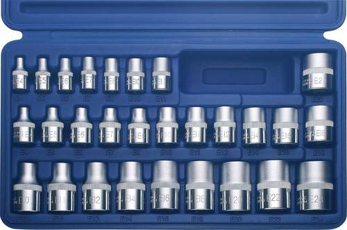 Kunzer Steckschlüsseleinsatz-Set 3/8" (10 mm), 1/4" (6.3 mm), 1/2" (12.5 mm) 28teilig 7EP28