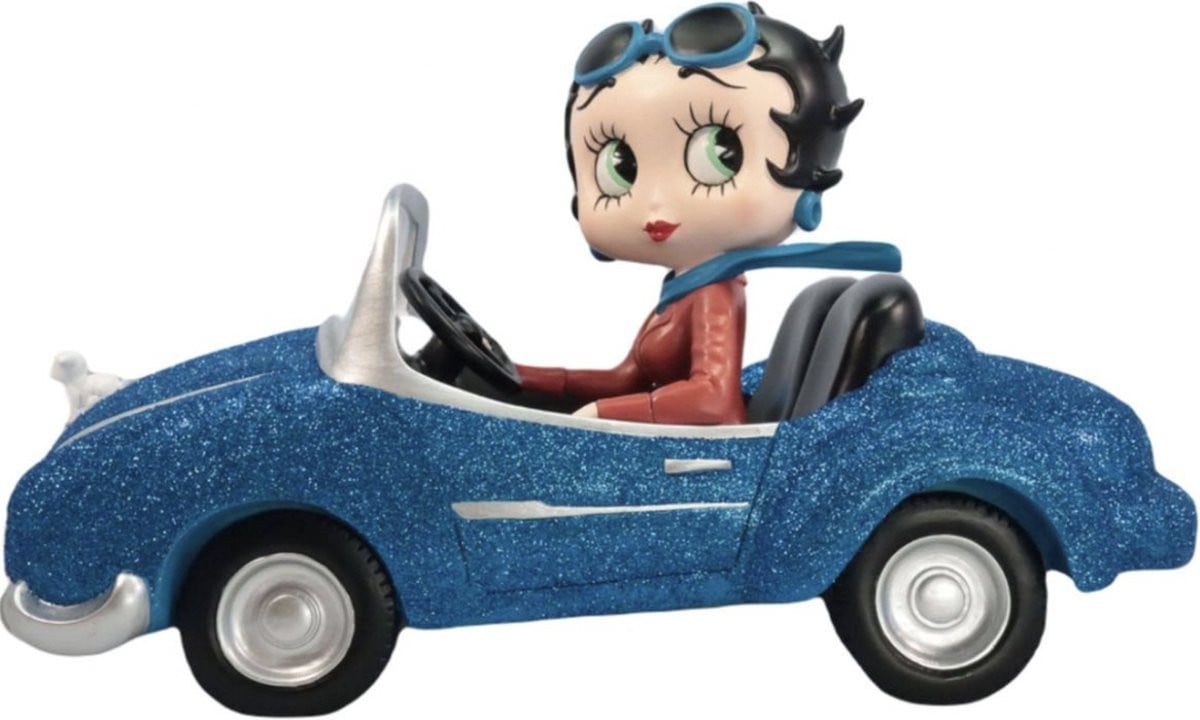 Betty Boop In Car Beeld - Blauw Glitter