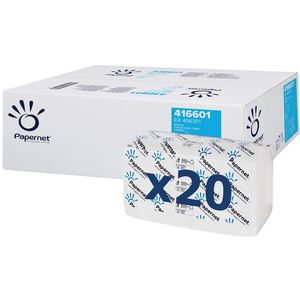 Papernet Papierhandtücher 416601, 2-lagig, Interfold-Falz, weiß, Recyclingpapier, 20,3 x 24cm, 4000 Stück