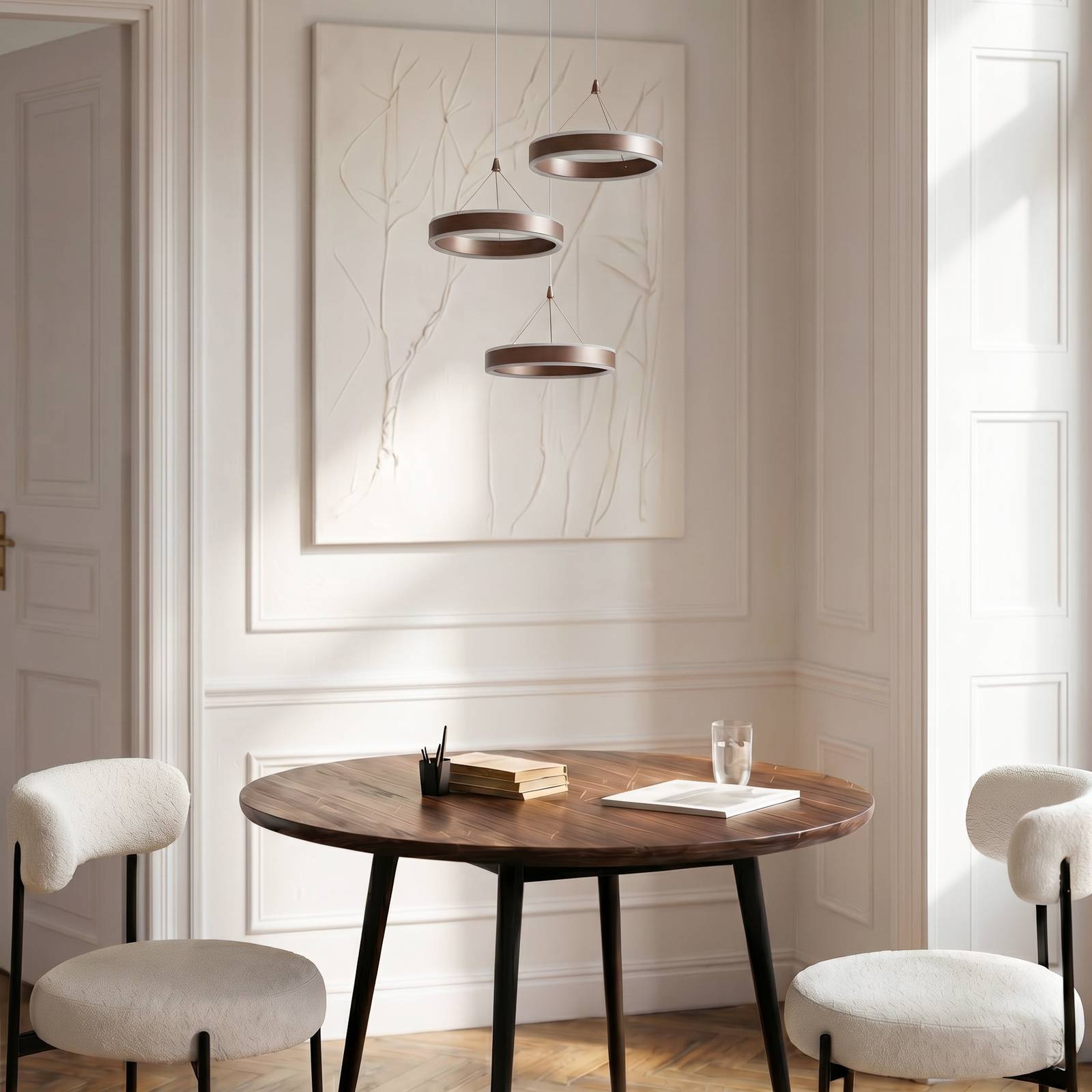 Hängelampe Kolo Lucande, dimmbar, braun / rost, für Wohn- / Esszimmer, Metall, Modern
