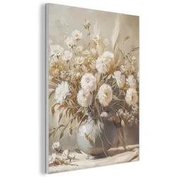 AKUSTIKBILD Blumen - Vase - Stilleben - Beige Wandbilder 60x80 cm