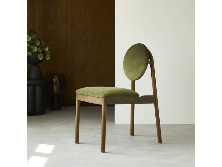 Stuhl aus massiver Eiche und grünem Samt - Grün - Oak