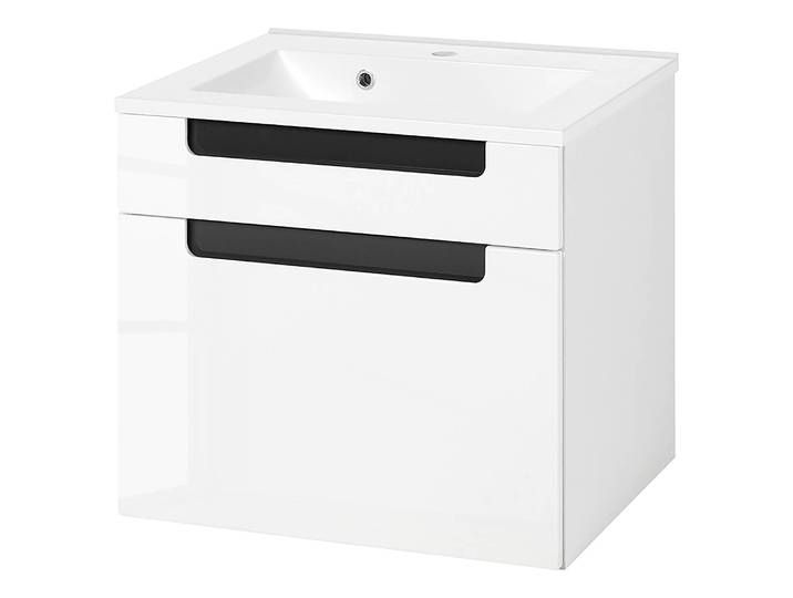 home24 Wastafel Laris I 60 x 54 x 47cm wit/hoogglans wit/antracietkleurig