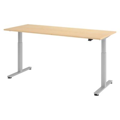 bümö elektrisch höhenverstellbarer Schreibtisch Ahorn 200x80 cm, Gestell: Silber - Büroschreibtisch höhenverstellbar elektrisch, elektrischer