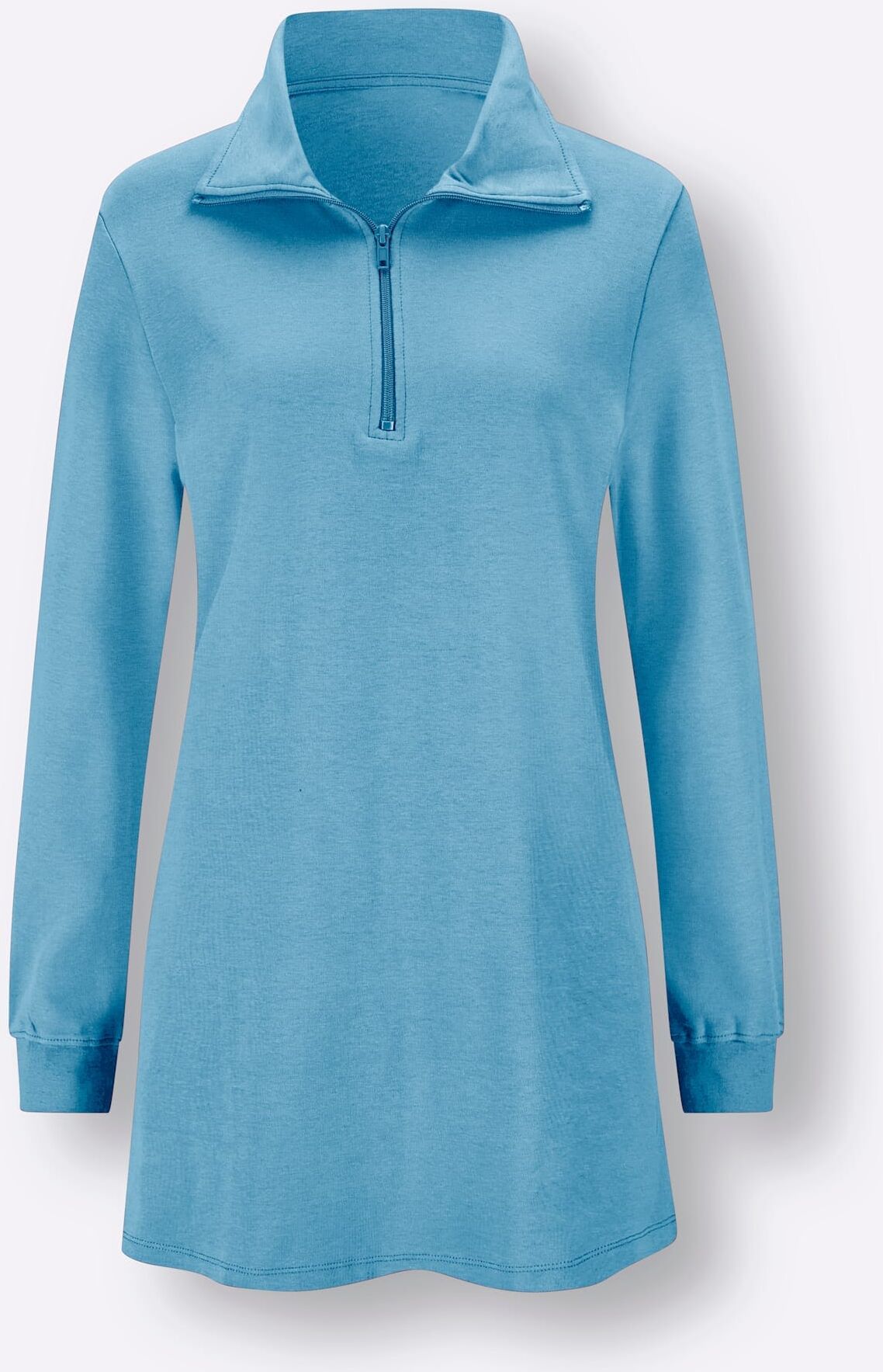 Longsweatshirt CLASSIC BASICS, Damen, Gr. 52, blau (aqua), 100% Baumwolle, unifarben, Sweatshirts Longsweatshirt aqua 52