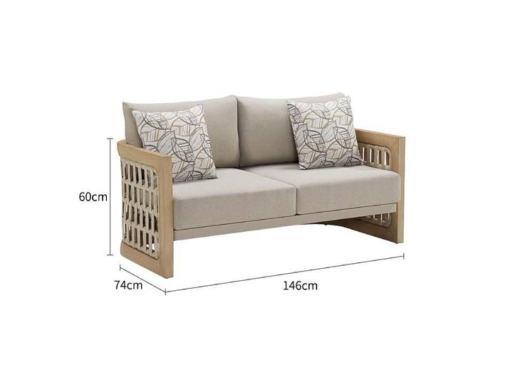 Ensemble de canapés d'extérieur modernes imperméables, canapés de patio en teck pour hôtel, ensemble de canapés de jardin de luxe, mobilier de patio