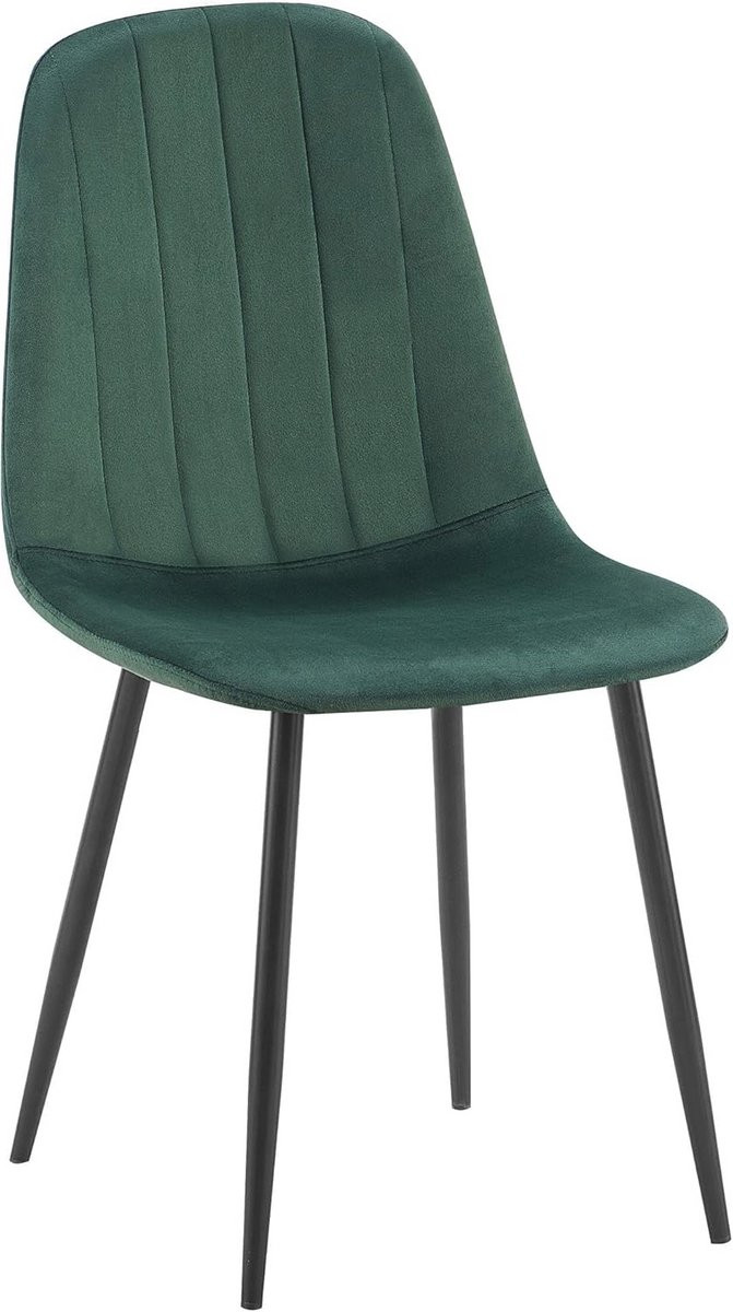 Moderne Eetkamerstoel met Fluwelen Bekleding - Groen - zonder Armleuningen