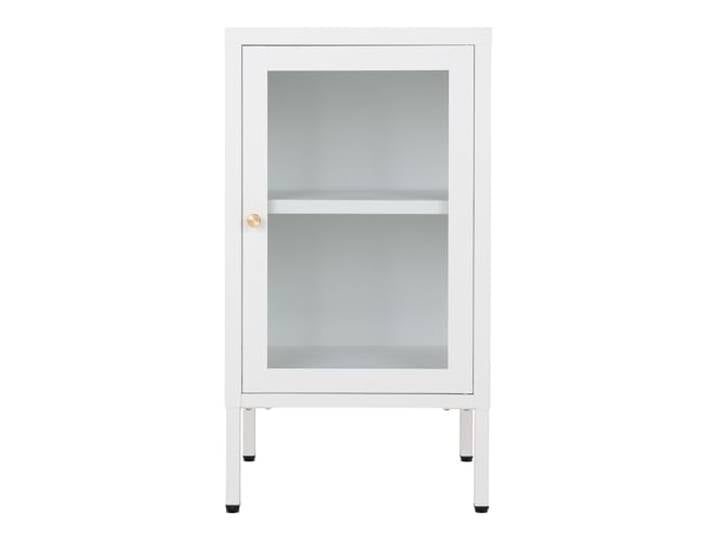 möbelando Beistellschrank >Dalby< in Weiss, Metall - 38x70x35cm (BxHxT)