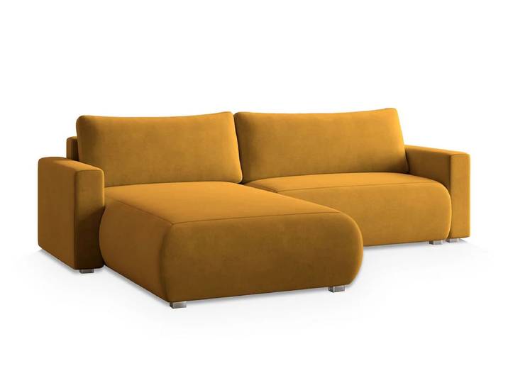 Senfgelbes ausziehbares Ecksofa MONORA, beidseitig