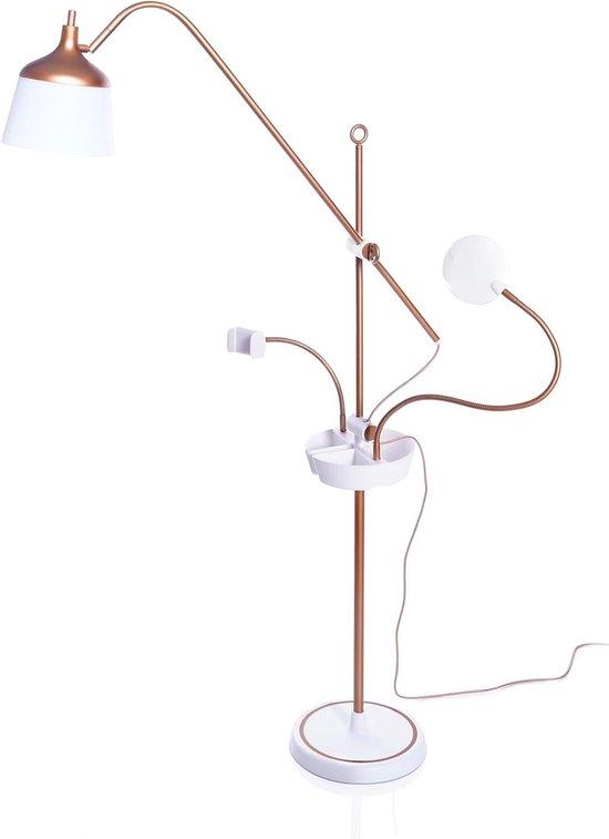 Stehlampe - Leselampe - Hobby-Lampe - Präzisionsarbeiten beleuchten - Integrierte Lupe - 2500 Lux - Metallisch goldfarben
