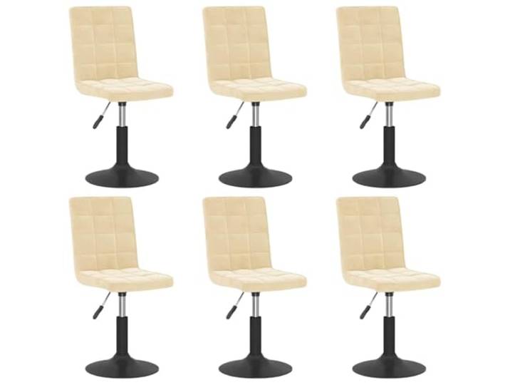 KGHERMDF Esszimmerstühle 6 STK. Creme Samt Drehbar Höhenverstellbar Mit Gasdruckfeder, 360 Grad Drehbar, Stahlgestell, Robust Und Stabil