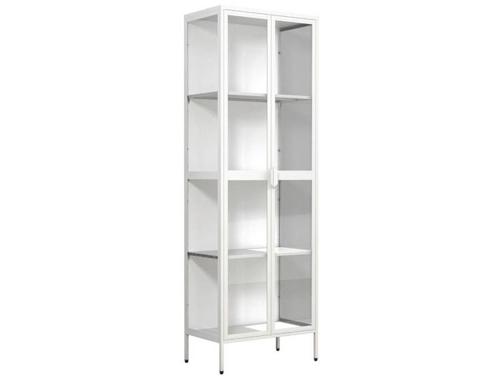Mid.you Vitrine, Weiss, Metall, Glas, 4 Fächer, 60x180x35 cm, stehend, Esszimmer, Vitrinen, Vitrinenschränke