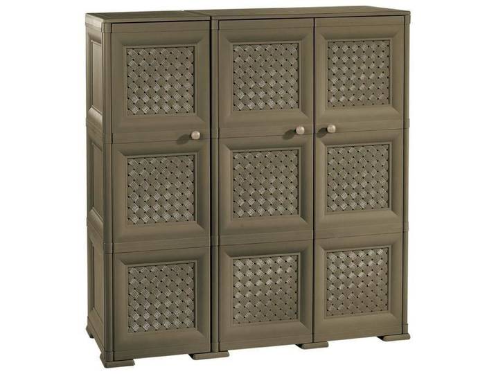 Tontarelli 8085584909 Omnimodus Meuble de Rangement à Neuf Compartiments-Trois Portes-en Osier Chocolat 118 x 43 x 125 cm