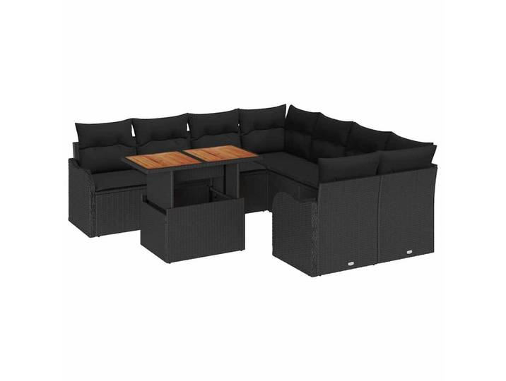 vidaXL Loungesofa Garten-Sofa-Set 7 stk. 6-Sitzanzahl Schwarz, 7 Teile