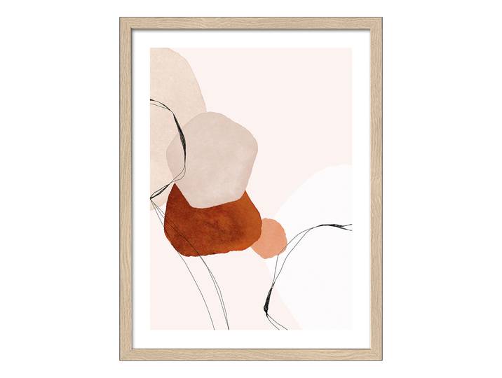 Image en bois Ligne et Formes Verre flotté, MDF Blanc/Orange/Beige 33 x 43 x 1cm