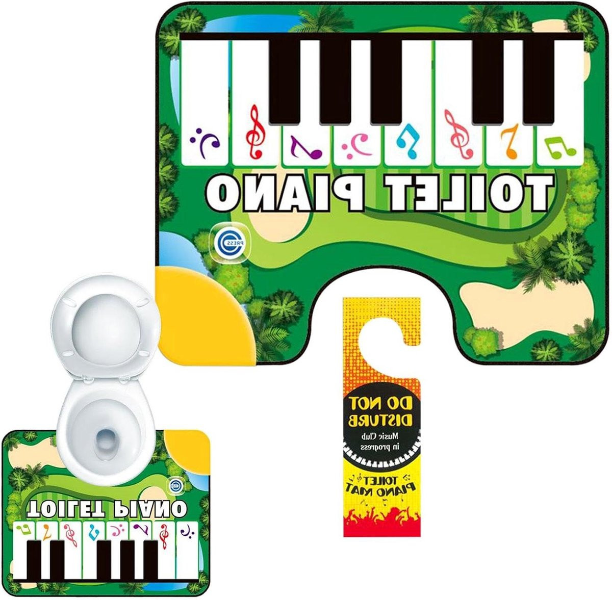Muzikale Piano Mat voor de badkamer met toiletgeluid en antislipondersteuning, 60 x 48 cm